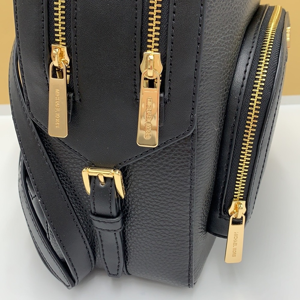 Michael Kors Jaycee Medium ZIP POCKET Pebbled Leather BackpackBLACK COL… - Picture 7 of 15